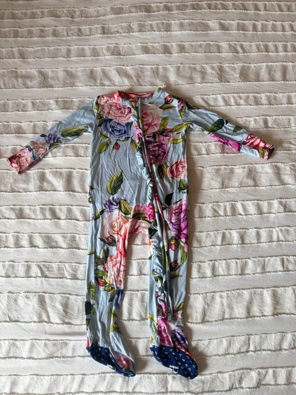 Posh Peanut Baby Girl 6-9M Floral Ruffle Footie Pajamas Zipper Sleeper Roses